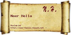Neer Hella névjegykártya